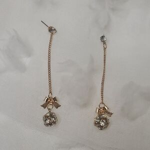 Chic Gold and Silver Bow Drop Earrings